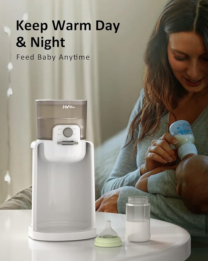 Water Warmer, HEYVALUE Baby Bottle Warmer, Formula Maker with Night Light, 4 Temperature Control & 72H Keep Warm, Detachable Tank, Instantly Dispenses Warm Water, Feed Baby More Easier and Healthier