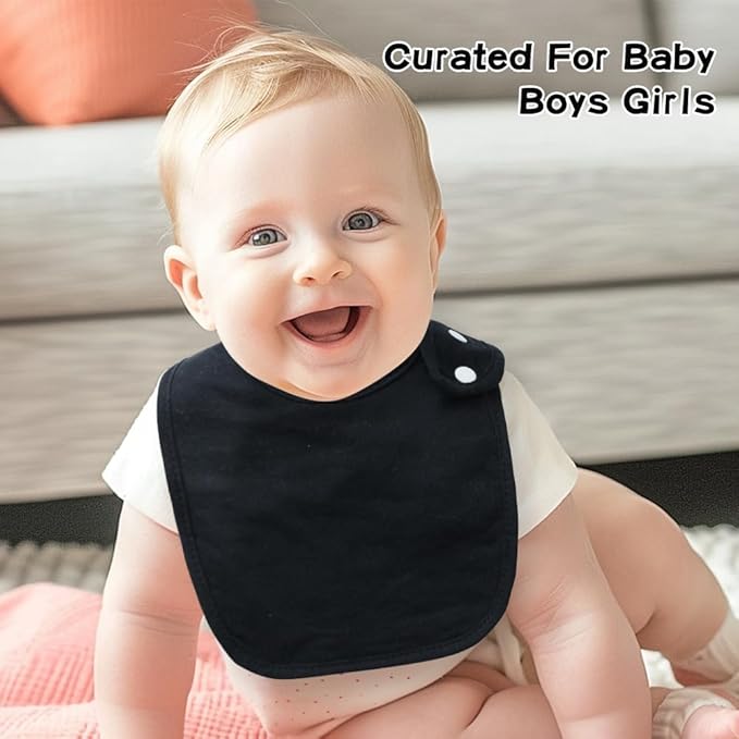 8 Pack Baby Bibs Unisex Adjustable with Snaps Ultra Soft Absorbent Drooling Teething for Boys and Girls