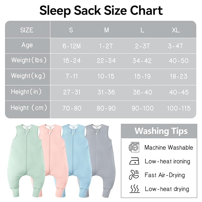 Rayon Made From Bamboo Sleep Sack 3t-4t 0.5 Tog Ultra Soft Summer Toddler Sleep Sack 36-48 Months with Feet 2-Way Zipper Lightweight Sleeping Bag Baby Wearable Blanket (2 Pack)-Pink & Gray
