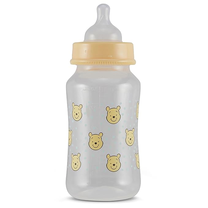 Disney Winnie The Pooh Baby Bottles 11 oz for Boys or Girls | 2 Pack of Infant Hourglass Shaped Bottles with Cover for Newborns and All Babies | BPA-Free Plastic Baby Bottle for Baby Shower