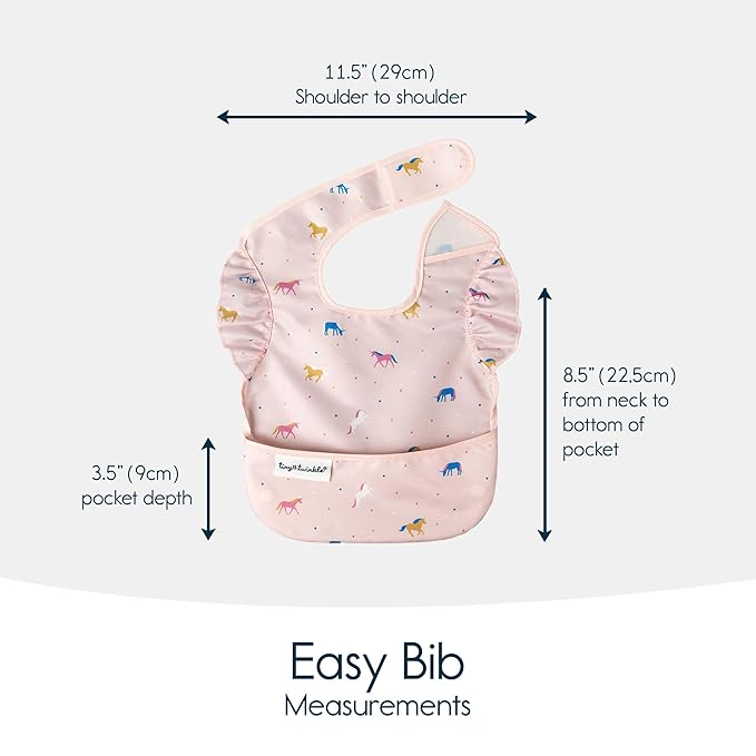 Tiny Twinkle Mess Proof Baby Bibs for Eating – Waterproof, Wipeable Toddler Bibs with Pocket – Baby Food Bibs for Girls & Boys(3 Pack,Unicorn)