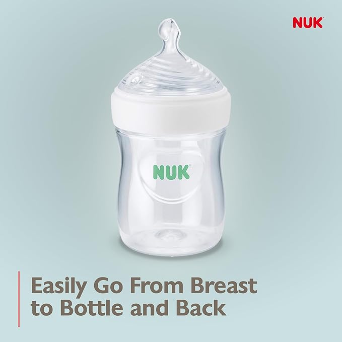 NUK Simply Natural Baby Bottle with SafeTemp, 5 oz, 4 Count