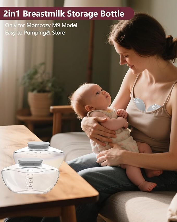 2pcs Breastmilk Container Compatible with Upgraded Mobile Flow | Upgraded M9, M9 Breast Milk Storage Bottle with Silicone Lip, BPA Free, Leak-Proof, Not Original Parts, 2packs Gray Collector