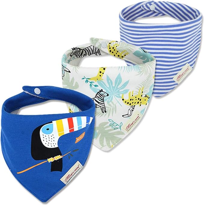 JN&LULU 3 Pack Newborn Baby Bibs Bandana Drool Bibs for Drooling Cotton Baby Gifts
