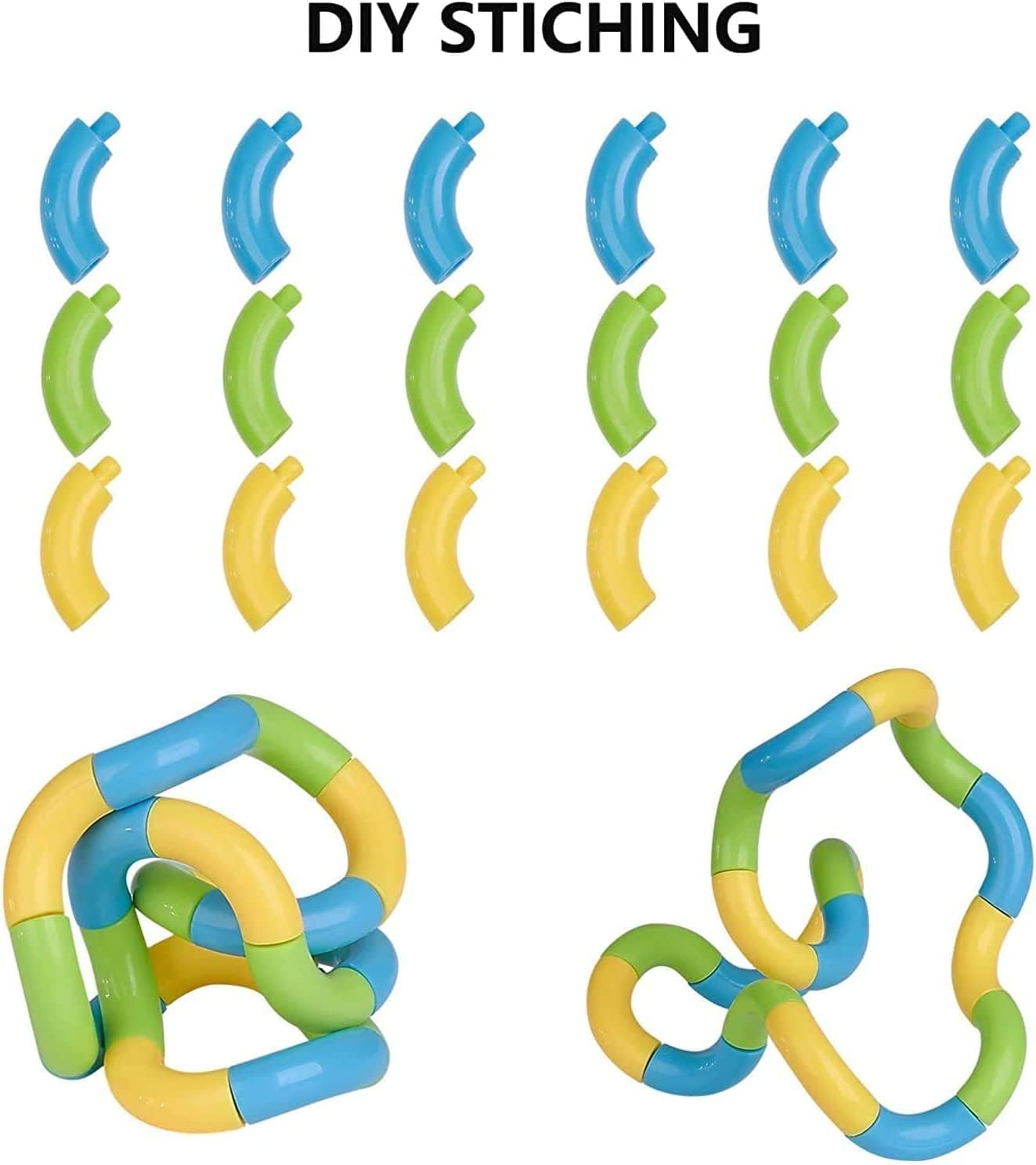 24PCS Quiet Fidget Toys Sensory Fidget Toys for Unique Fidget Experience, Multicolor Twisty Fidget Toys for Relaxation, Brain Imagination Tools, Relax Therapy Educational Toy for Adults,Boys,Girls