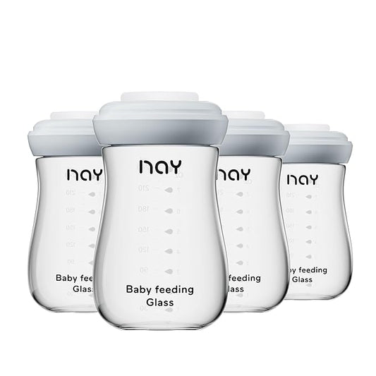 Glass Breastmilk Storage Bottles, 8oz Wide Neck Breast Milk Containers, BPA-Free, Lead-Free, Fits Breast Pumps and Nipples, 4 Pack