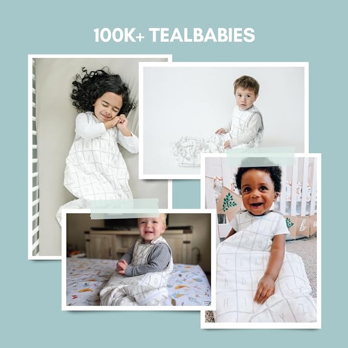 Tealbee Grow with Baby Sleep Sack – Adjustable Fit 6–24 Months for Babies & Toddlers, Soft Rayon from Bamboo Sleep Bag, All Season 1.2 TOG Wearable Blanket with 2-Way Zipper – Alphabet