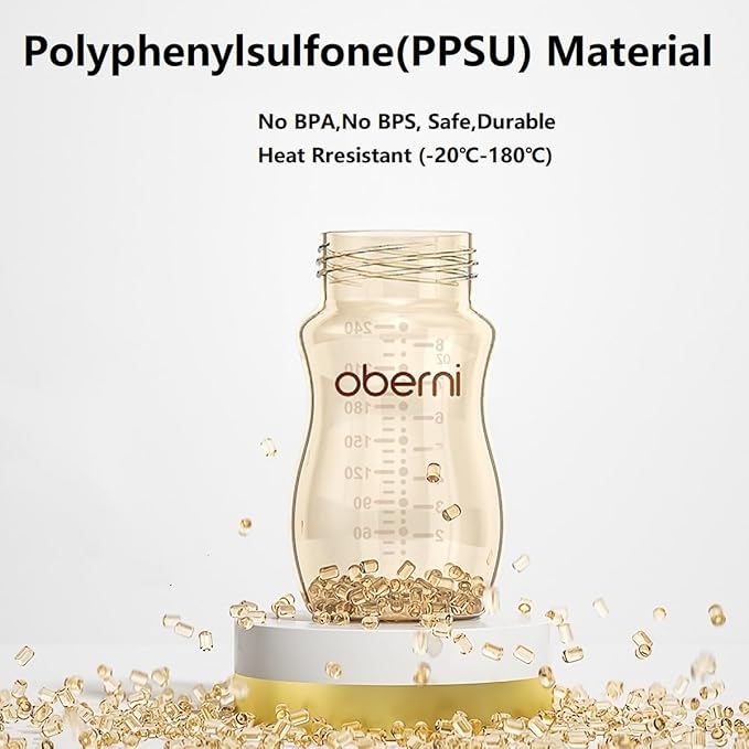 Baby Bottles, Anti Colic Breastfeeding Bottles with Medium Flow Nipples Size ＋, Wide Neck Baby Bottle for Babies, Newborn, Preemie 6+ Months, BPA Free (Blue, PPSU, 10 Ounce, 1 Pack)