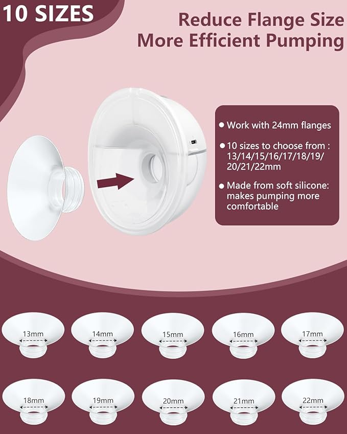 4PC Flange Insert 15mm Compatible with Momcozy M5/M6/M9/S12 Pro/V1 Pro/V1 Pro Breast Pump, Fit for Eufy/Elvie/Medela/Spectra/Lansinoh/NCVI/Lansinoh/TSRETE with 24mm Flange/Shield Breast Pump