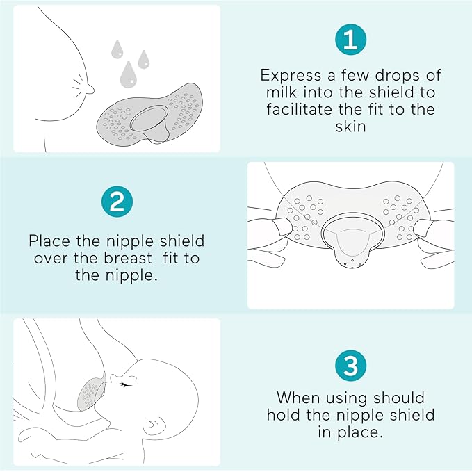 Paruu Contact Nipple Shields, Butterfly Breastfeeding Nipple Shields for Protecting Flat or Inverted Nipples, 100% Food-Grade Silicone, Made Without BPA/BPS, Include Carry Case (24mm)