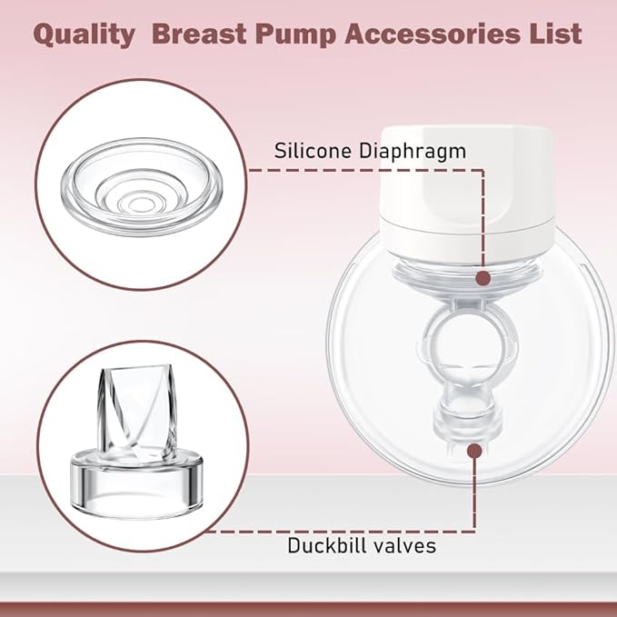 4pcs Duckbill Valves and 2pcs Silicone Diaphragm Compatible with Momcozy S12 Pro/S9 Pro/TSRETE S12/Kmaier S12 Wearable Breast Pumps Accessories,Breast Pump Replacement Parts