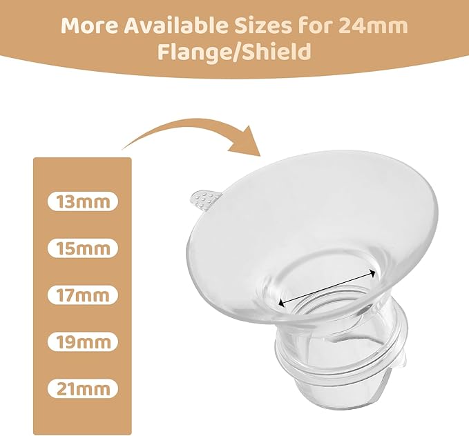 Flange Inserts 19mm Compatible with Medela/Spectra/TSRETE/Elvie/Momcozy/Bellababy Breast Pump 24mm Shields/Flanges, Reduce 24mm Nipple Tunnel Down to 19 mm, 4PCS