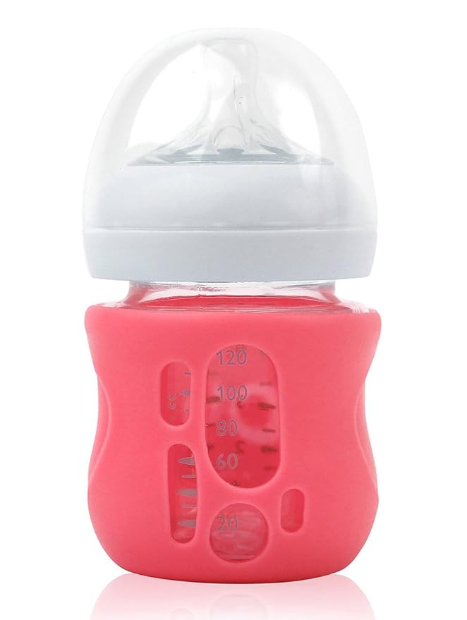 Olababy Silicone Sleeve for Avent Natural Glass Baby Bottles (4 oz, Pink)