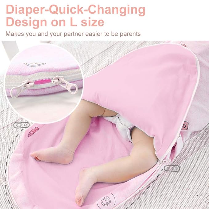 Premium Soft Cotton Baby Swaddle Blankets, Unisex Baby Blanket Wrap for Newborn Baby Boys Girls, Skin Friendly Wearable Swaddling Sleep Sack Calms Startle Reflex (Button, Peachpink, 3-6 Months)