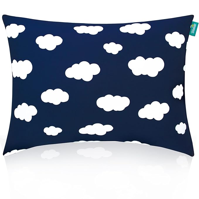 Toddler Pillow for Sleeping, Kid Pillow 14" x 19" for Small Travel Bed, Nap Pillows, Soft & Skin-Friendly Small Pillows for Sleeping, Toddler Use Only, Age 2 to 5 (Navy Cloud)