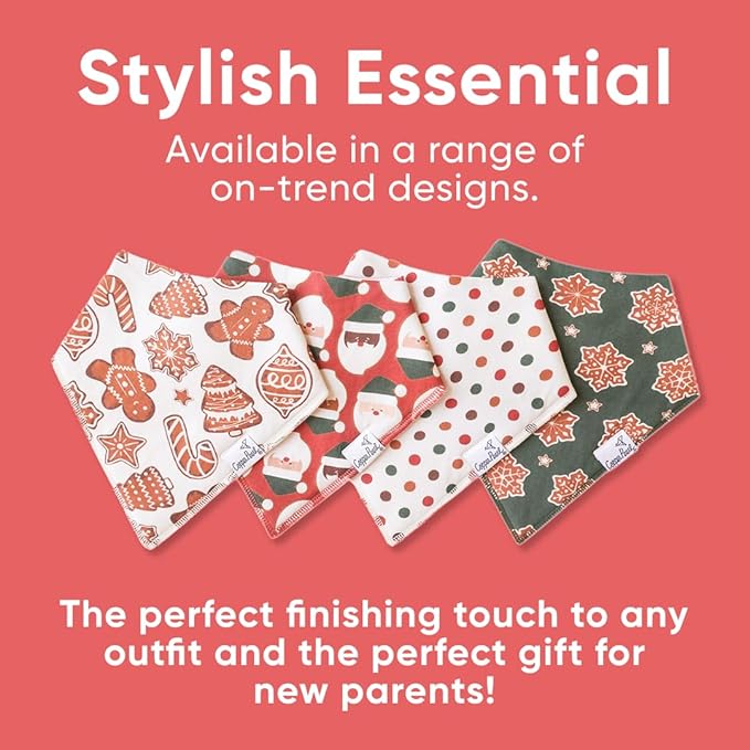 Copper Pearl 4 Pack Soft Cotton Baby Bibs for Drooling and Teething, Absorbent Drool Bibs for Baby Girl and Boy, Adjustable to Fit Newborns to Toddlers (Gingerbread)