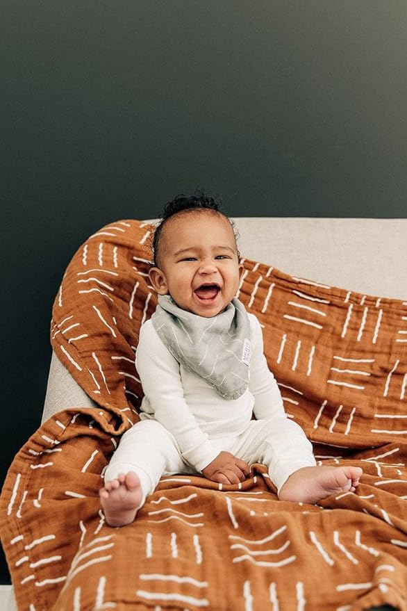 Mebie Baby Muslin Cotton Bib, 3 pack, Baby Bib Set for Burp, Spit Up, Drool, Bandana Bibs for Baby Boy or Baby Girl