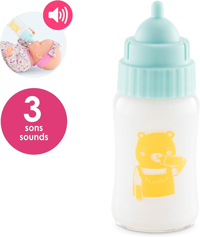 Corolle Magic Milk Baby Doll Bottle for 14-17", Interactive Baby Doll Accessories with 3 Realistic Sounds (Crying, Laughing, Sucking), Feeding Sounds, Batteries Included