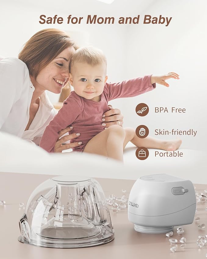 Ultra-Light 193g Hands Free Breast Pump – Quiet & Portable for Home, Work & Travel, LCD Display, 2 Modes & 9 Levels, Rechargeable Wearable Breastfeeding Pump with 21mm/24mm Flanges (White)