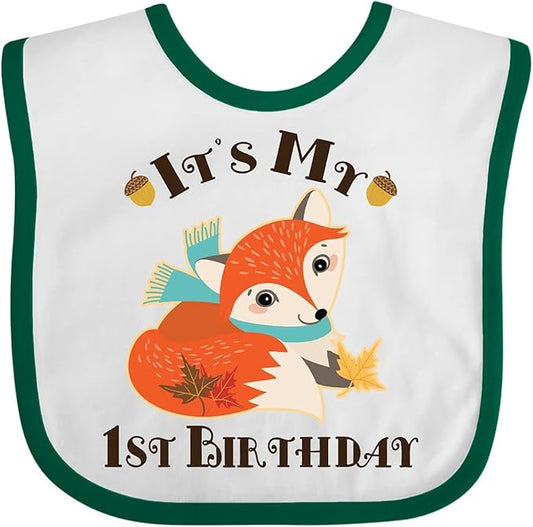 inktastic 1st Birthday Woodland Fox Baby Bib