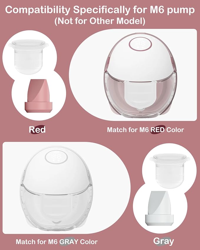12PC M6 Breast Pump Replacement Accessories, Including 8pcs Duckbill Valve and 4pcs Diaphragms for Momcozy Mobile Style | M6, Replace for Momcozy Pump Parts, Not Original Parts, 12PC Red