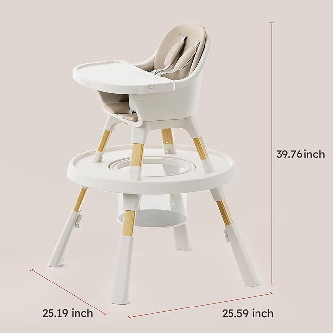 MAMAZING 8-in-1 High Chair,Infant and Toddler High Chair with Removable Tray, Seating for 8 Stages of Development from Infant to Toddler, Convertible Baby high Chair with Activity Center,Khaki