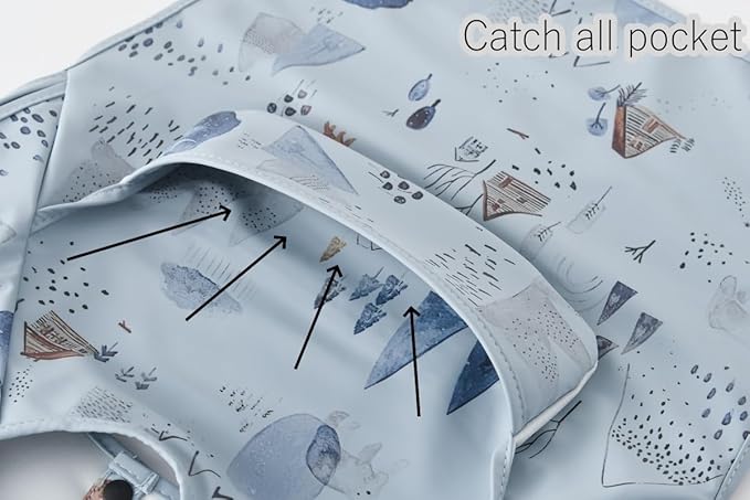 GZMM Waterproof Baby Bibs,Infant Toddler Extra Cover Feeding Bib With Food Catcher,Easy Clean & Washable