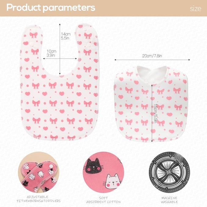 8 Pack Baby Bibs Unisex Adjustable with Snaps Ultra Soft Absorbent Drooling Teething for Boys and Girls