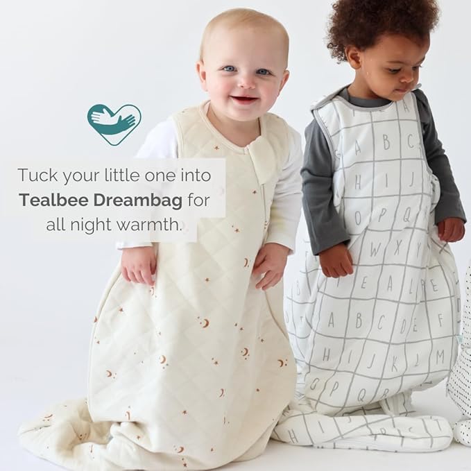 Tealbee Grow with Baby Sleep Sack – Adjustable Fit 6–24 Months for Babies & Toddlers, Soft Rayon from Bamboo Sleep Bag, All Season 1.2 TOG Wearable Blanket with 2-Way Zipper – Moons and Stars