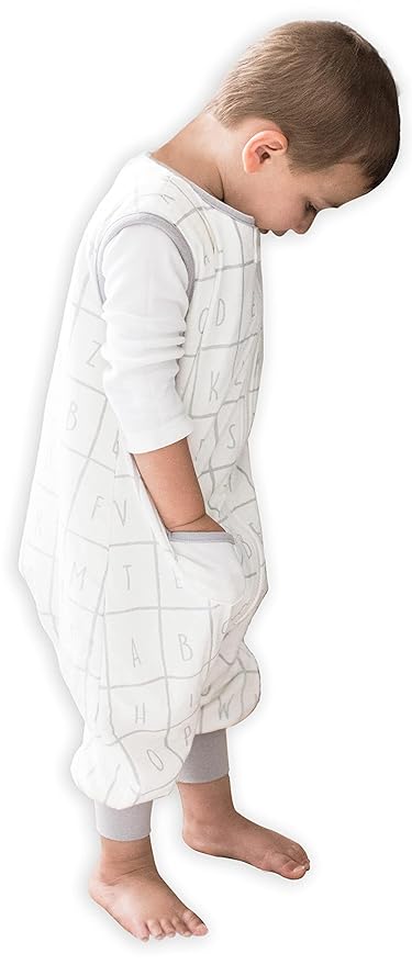 Tealbee Dreamsuit Toddler Sleep Sack with Feet – Walker Sleep Bag with Legs, Rayon made from Bamboo, All Season 1.2 TOG, 2-Way Zipper, 3T-4T - Alphabet