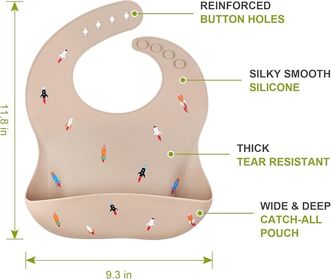 Accmor Silicone Baby Bibs, Waterproof Soft Bibs for Baby Girls Boys Feeding Eating, Silicone Baby Bibs with Large Pocket