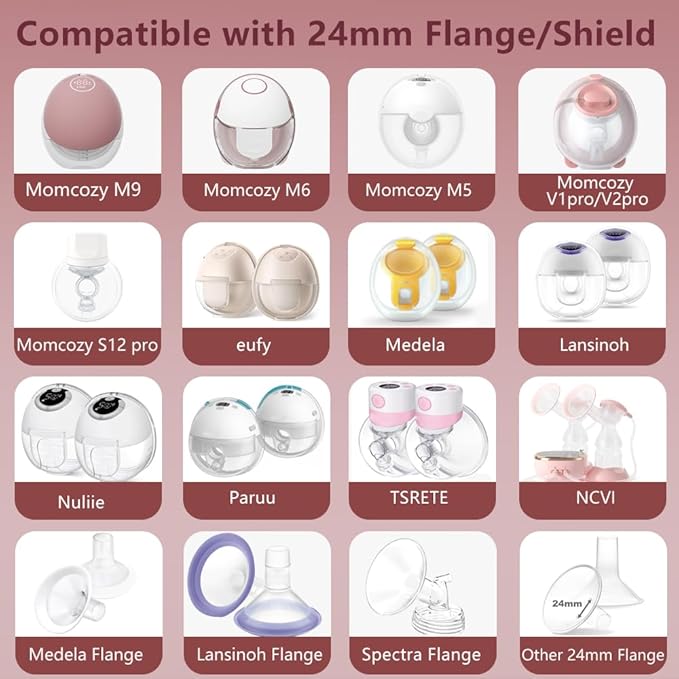Update Flange Insert 21mm 2pcs for 24mm Flange/Shield of Most Pumps, Silicone Flanges Insert for Momcozy/Medela/Spectra/Eufy/Lansinoh/TSRETE/Elvie/NCVI/Paruu, Breastfeeding Essentials Kit