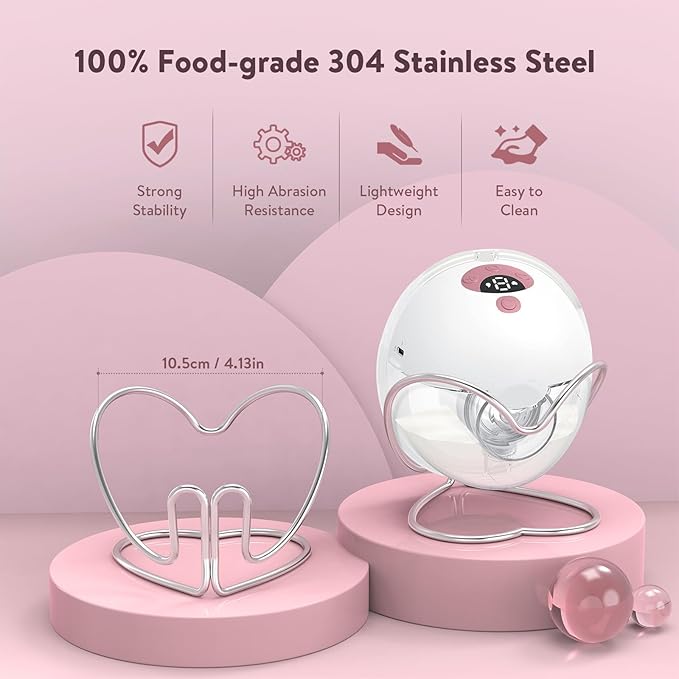 Breast Pumps Holder Compatible with Momcozy/eufy/Paruu/Nuliie/Elvie/NCVI/Medela/Most Brand Wearable Breast Pump, 2pcs Stainless Steel Portable Replacement Pump Parts, Electric Breastpump Accessories