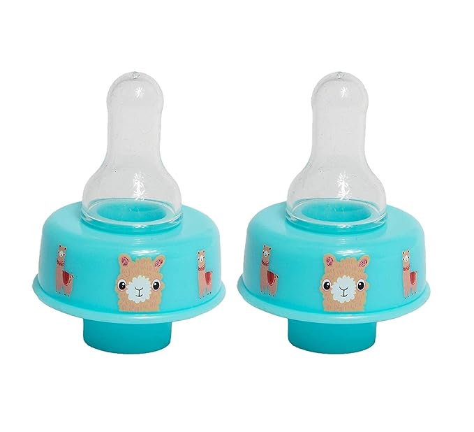 Refresh-a-Baby Reusable Bottle Top Nipple Adapter – Instantly Convert Any Bottle into a Sippy with Soft Silicone Nipples – Ideal for On-the-Go Feeding, BPA-Free, & Easy to Clean Pack of 2 (Llama)