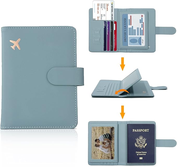 Melsbrinna Rfid Passport Holder for Travel women/Men, Cute Passport Wallet Rfid Blocking Card Slots, Rfid Passport Cover/CaseTravel Wallet, Passport Book Holder (1, Green2)