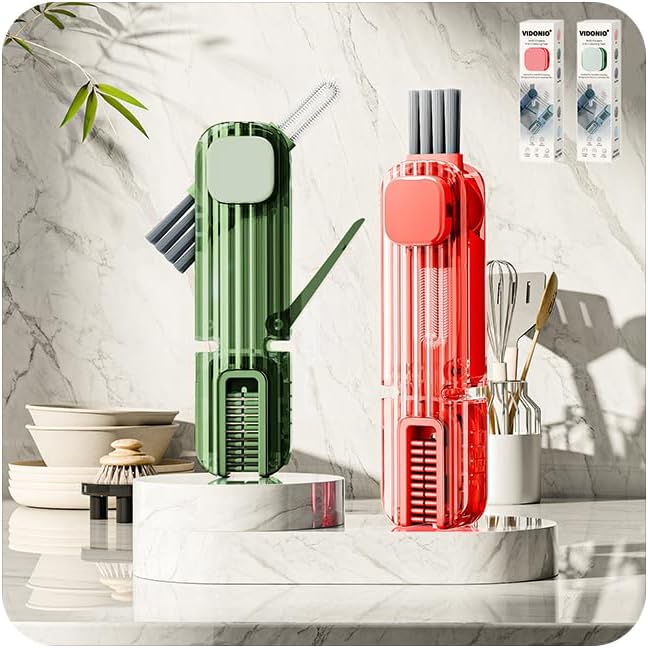 2Pcs 4 in 1 Cup Lid Gap Cleaning Brush Set,Multifunctional Crevice Cleaning Brush for Bottle,Multipurpose Bottle Cleaner with Compact Design Tiny Silicone Cup Holder Cleaner Tool,Kitchen Gadgets