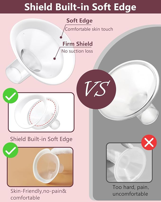 4pc 14mm Oval Flanges Shields Built-in Soft Edges Compatible with Medela/Lansionh Pumps, Replacement Parts for Pump in Style, Symphony, Swing Maxi, Harmony and Personalfit Flex Connector
