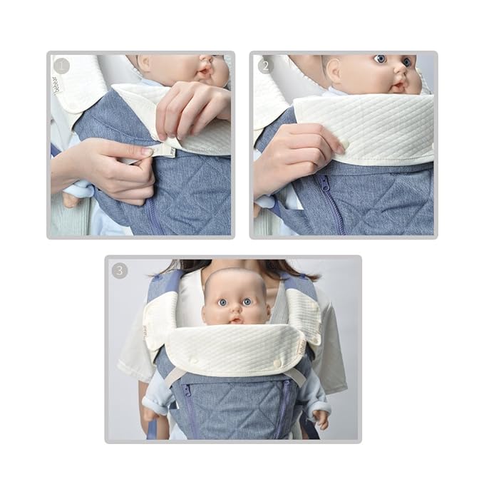 Bebamour Drool and Teething Reversible Cotton Pad For All Carry Positions Baby Carrier White Drool Bib For Boys & Girls(Red Flower)