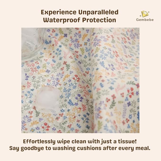 Waterproof Cotton Cushion Set, Stokke Tripp Trapp Compatible, 100% Cotton, Flower Garden, 12.0x16.5 inches, 49.5 Counts