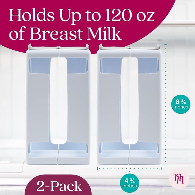 Nurse & Nourish 2 Pack Breast Milk Storage Tower - Convenient Storage for Milk Freezer Bags - Efficiently Store in Freezer Organizer Tower Breast Storing Containers for Up to 120oz