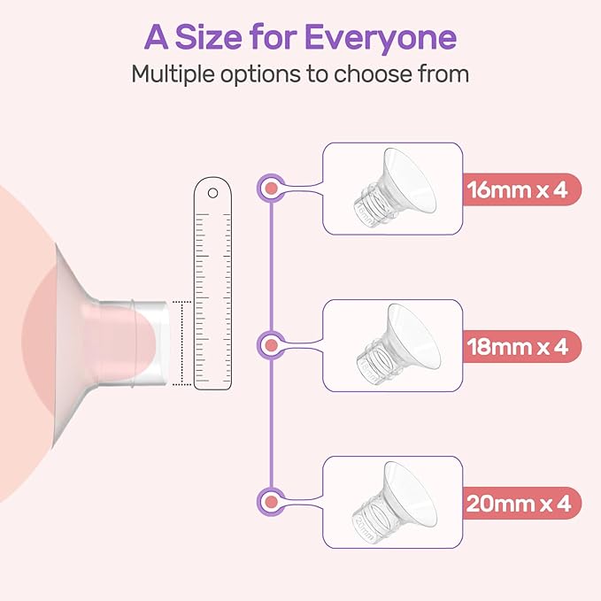 Nuliie 12PCS Silicone Flanges Insert Replacement Kit, Flange Sizing Kit 16/18/20mm for 24mm Flange/Shield Breast Pumps, Pumping Essential Kit for Moms