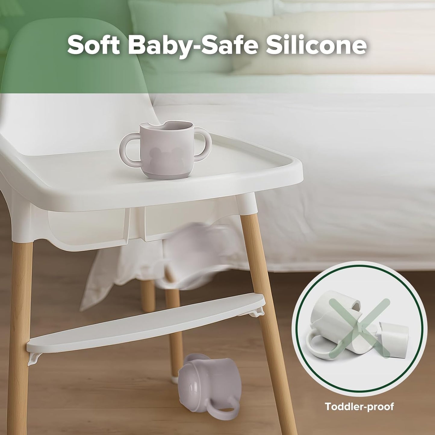 haakaa Silicone Toddler Cups, BPA Free Drop-Proof Training Open Cups for Baby 6 Months+, 5 Ounce (Suva Grey)