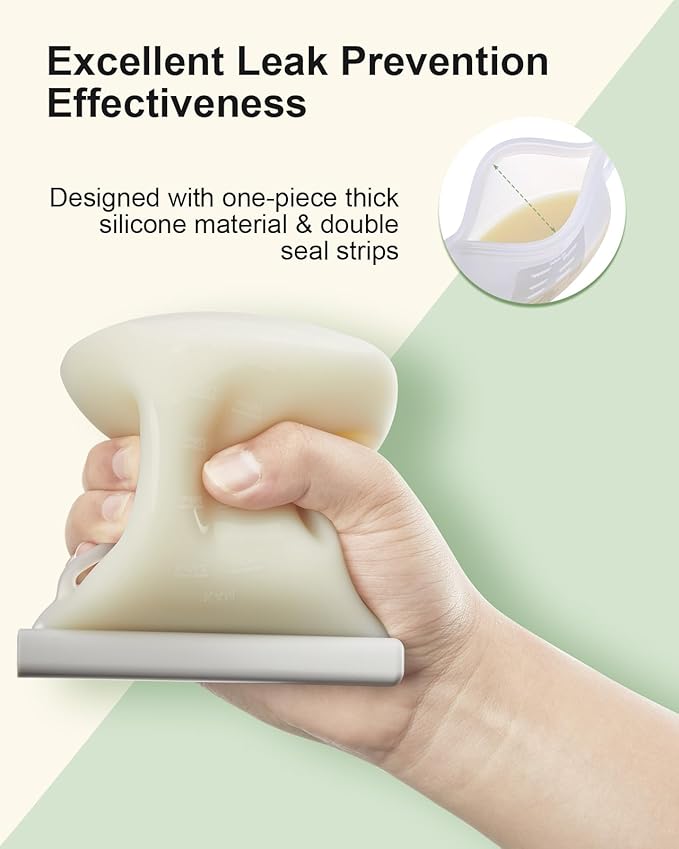 Lictin 5PCS Silicone Breastmilk Storage Bags, 8.5oz/250ml Reusable Breast Milk Storage Container, BPA-Free Self-Standing Milk Storing Bags for Breastfeeding, Leak-Proof Baby Food Storage Containers