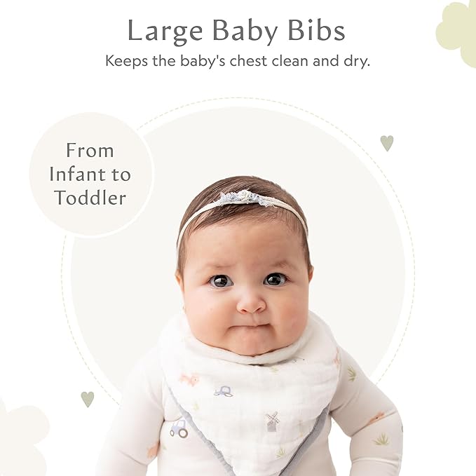 Bamboo Little Baby Bibs (Pack of 2) - Bibs with Adjustable Snaps- Absorbent Terry Backing