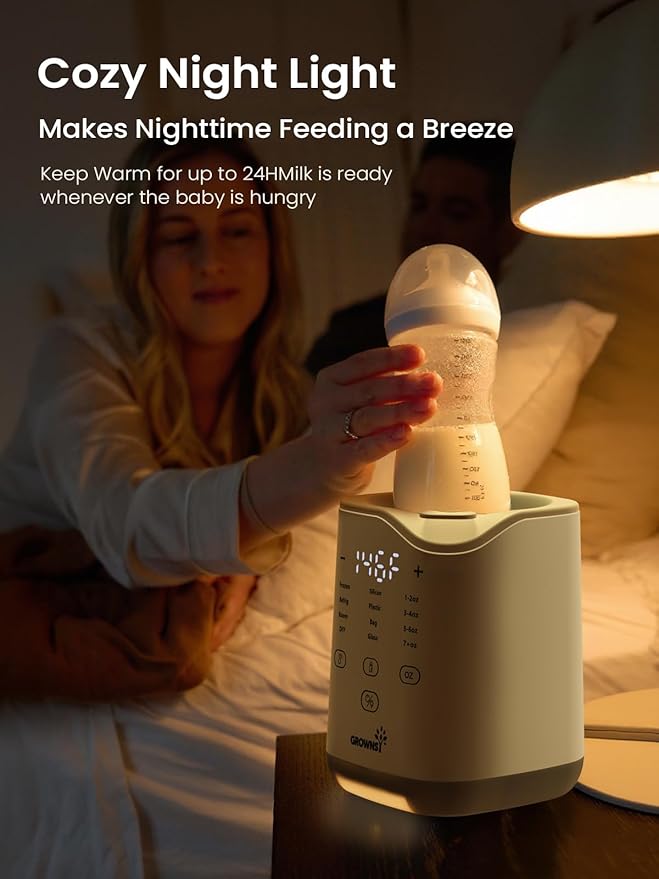 GROWNSY Bottle Warmer, 2025 Fast Baby Bottle Warmer for Breastmilk & Formula, Smart Temperature Control, with Timer, Thaw, Food Heater, Night Light, Calentador De Biberones for All Bottles