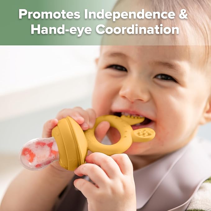 Haakaa Baby Fruit Food Feeder & Silicone Nibble Tray Combo - Breastmilk Popsicle Mold for Baby Cooling Relief, BPA Free Baby Mesh Feeder for Infant Self Feeding