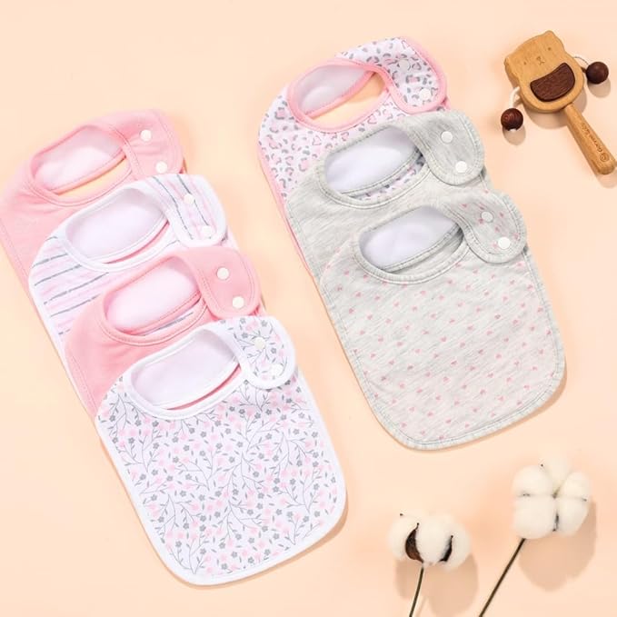 7 Pack Baby Cotton Absorbent Bibs for Drooling Teething