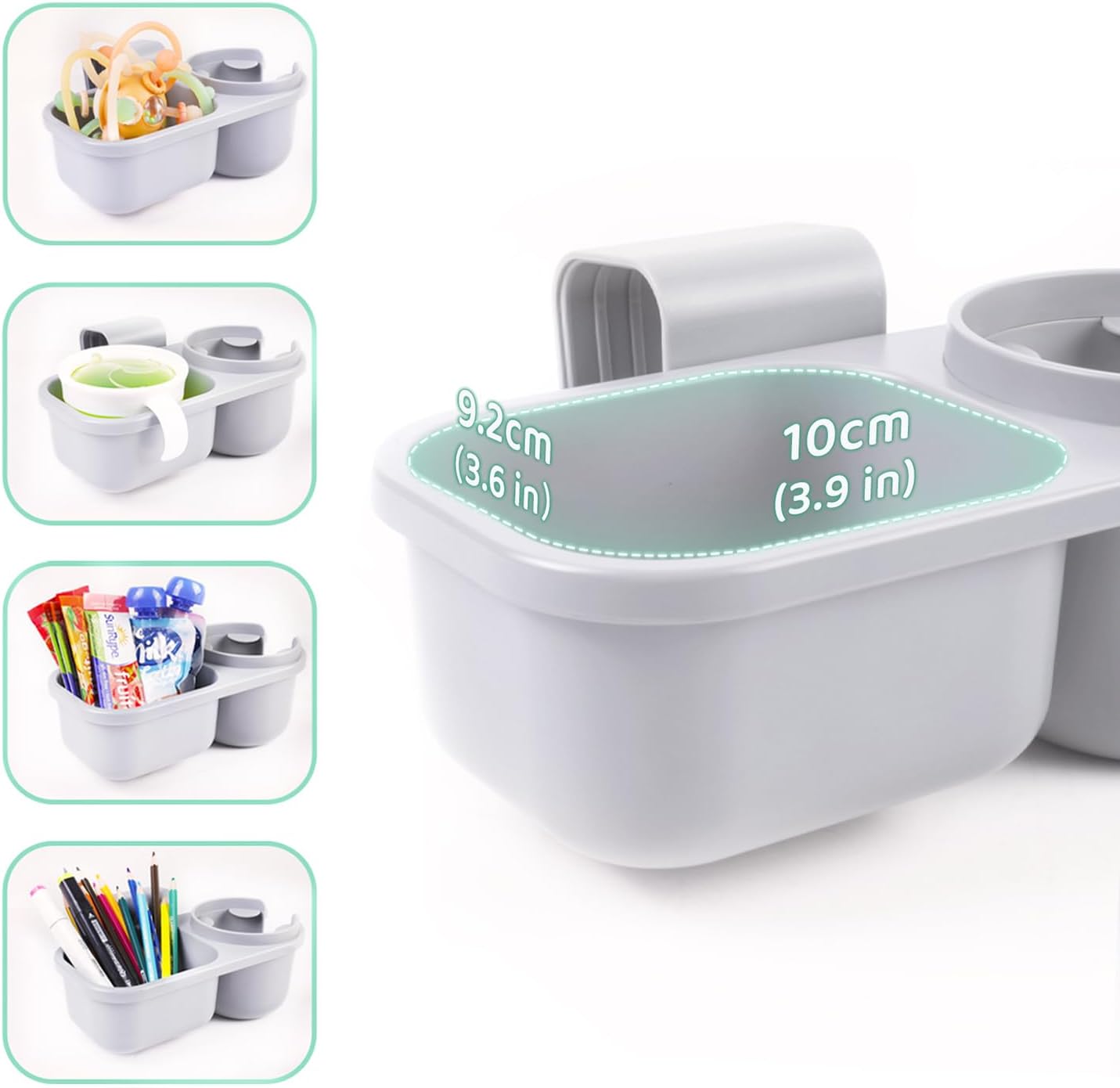SnackPod Child Cup & Snack Holder for Convertible Car Seats & Strollers - BPA Free - Grey