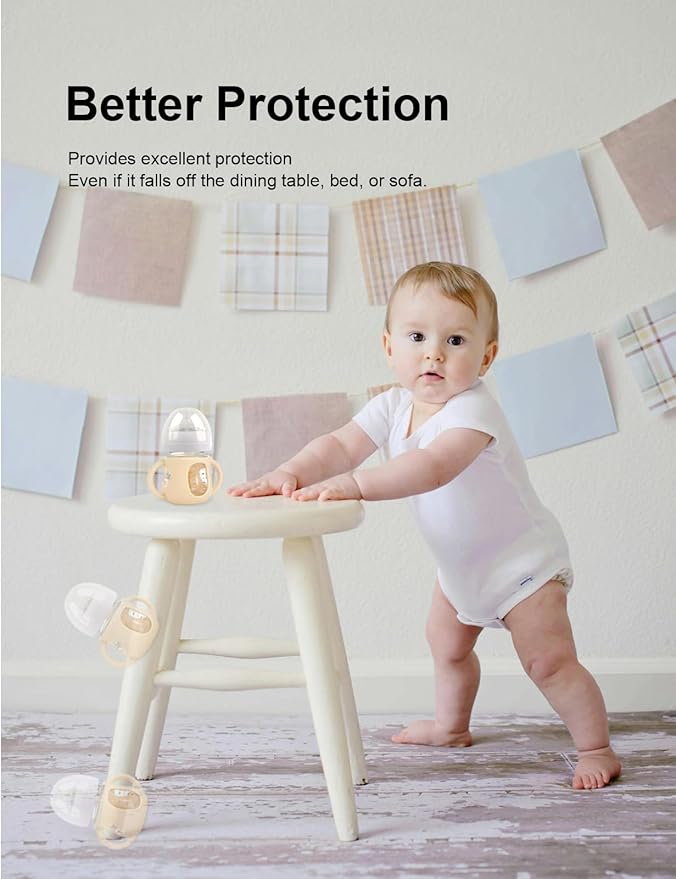 4-Pack Silicone Sleeves for Philips Avent Glass Bottles, BPA-Free Drop-Resistant Baby Bottle Sleeves with Handles, Compatible with Philips Avent Natural Glass Baby Bottles (4 oz)