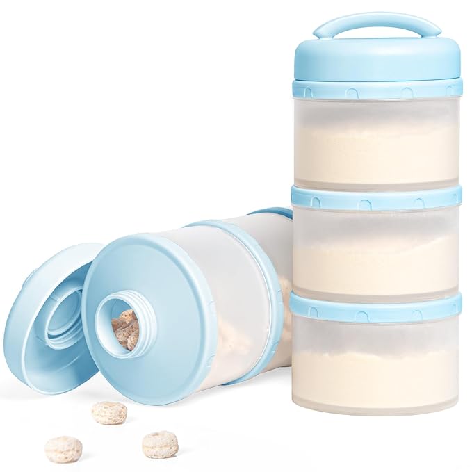 Termichy Stackable Formula Dispenser Portable Milk Powder Container, 2 Pack, Light Blue
